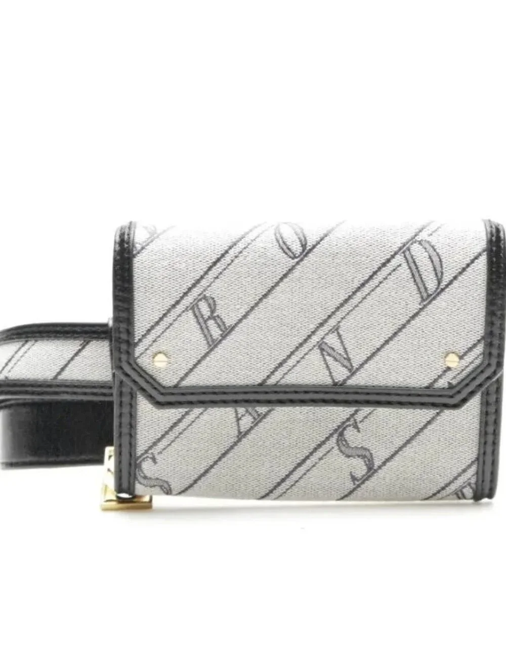 Luxury Sandro Paris Belt Wallet Bag OZ cow leather Belt Textile Gray Black Gold